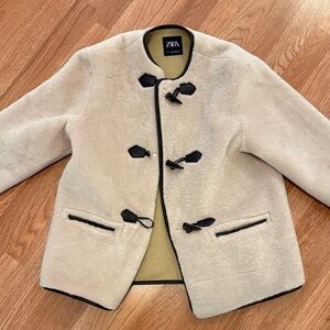 Zara Beige Toggle Jacket with Black Accents